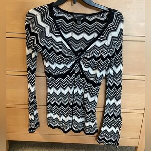 INC black and white chevron sweater size s
